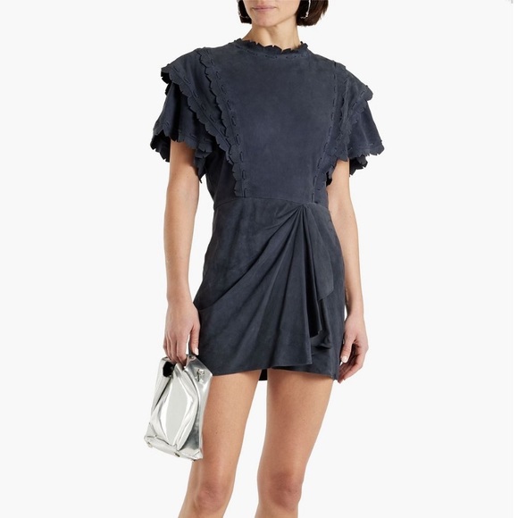 Isabel Marant Aleati Leather Dress in Slate Blue - Picture 2 of 4